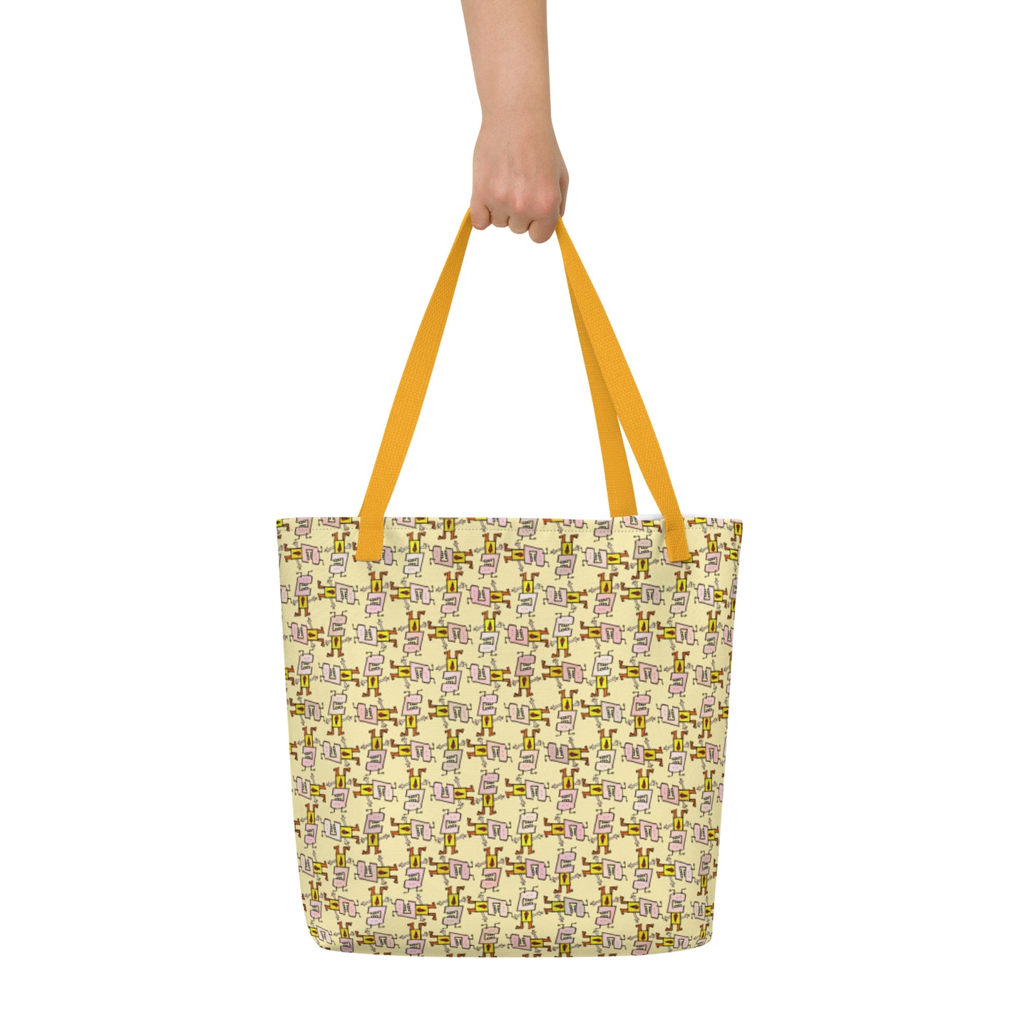 All-Over Print Large Tote Bag - I Love Ice Cream THIS MUCH CRiCHUR