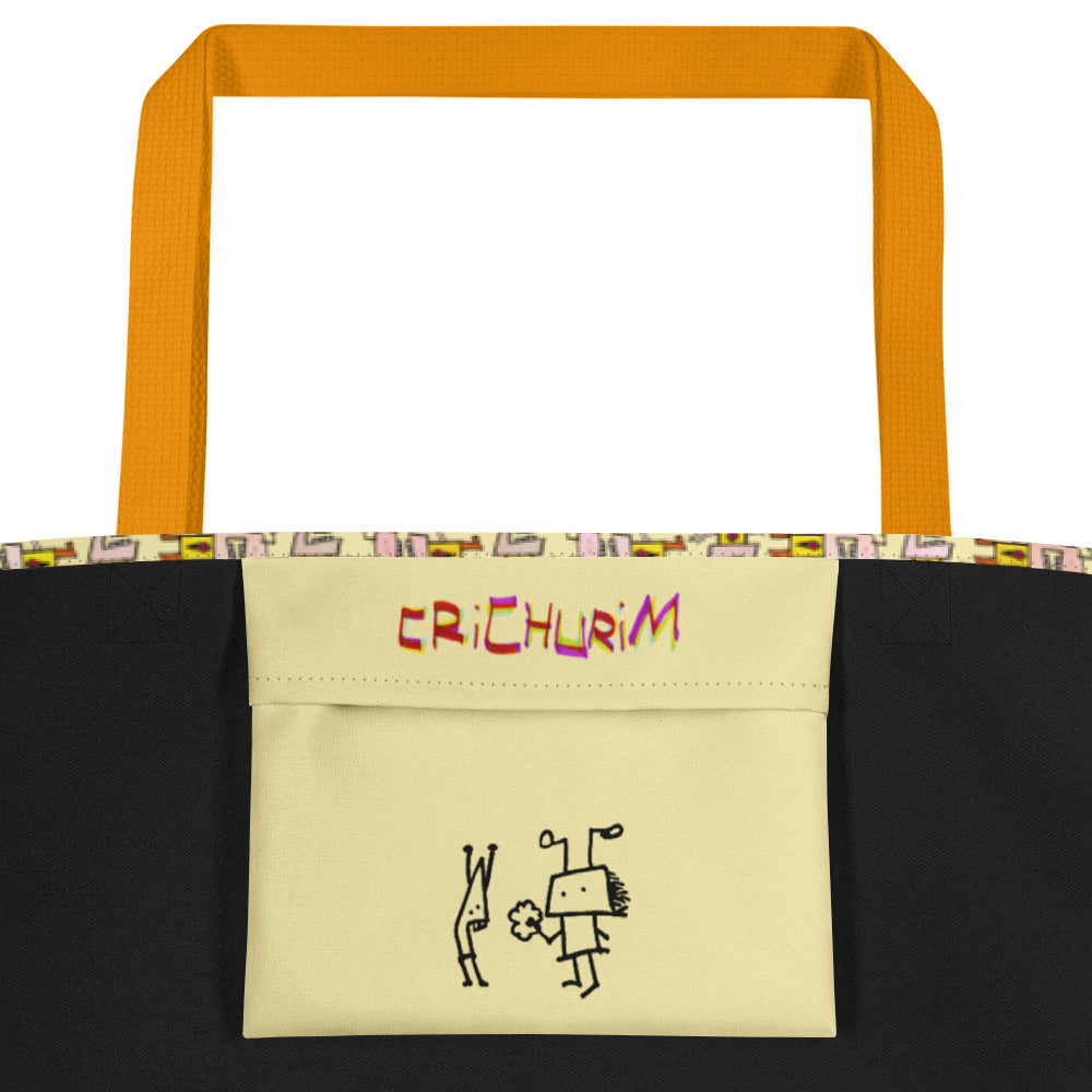 All-Over Print Large Tote Bag - I Love Ice Cream THIS MUCH CRiCHUR