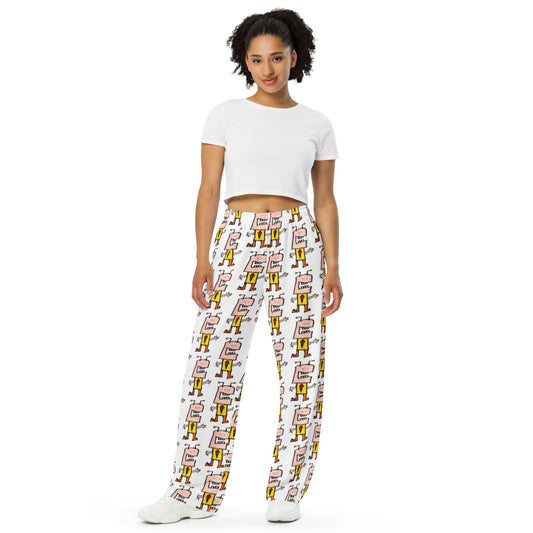 All-Over Print Unisex Wide-Leg Pants-I Love Ice Cream THIS MUCH CRiCHUR