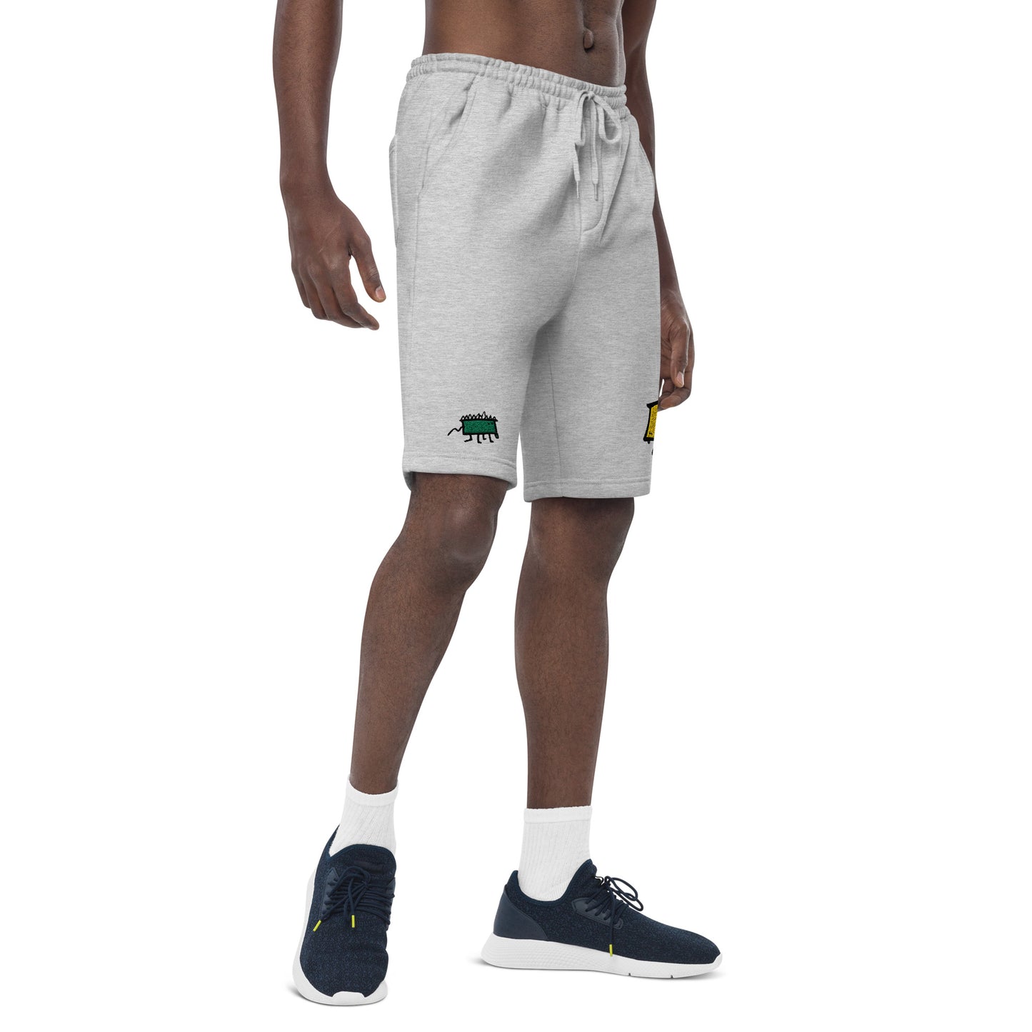 Men's fleece shorts - Lime and Limon Embroidery