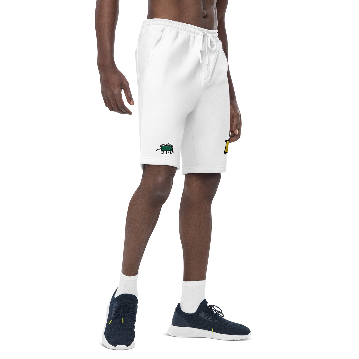 Men's fleece shorts - Lime and Limon Embroidery