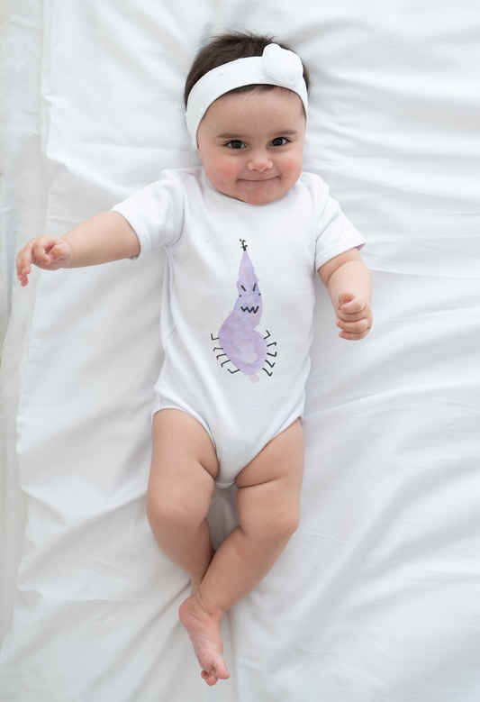 Organic Baby Bodysuit - Computer Worm with Cheeky Smile