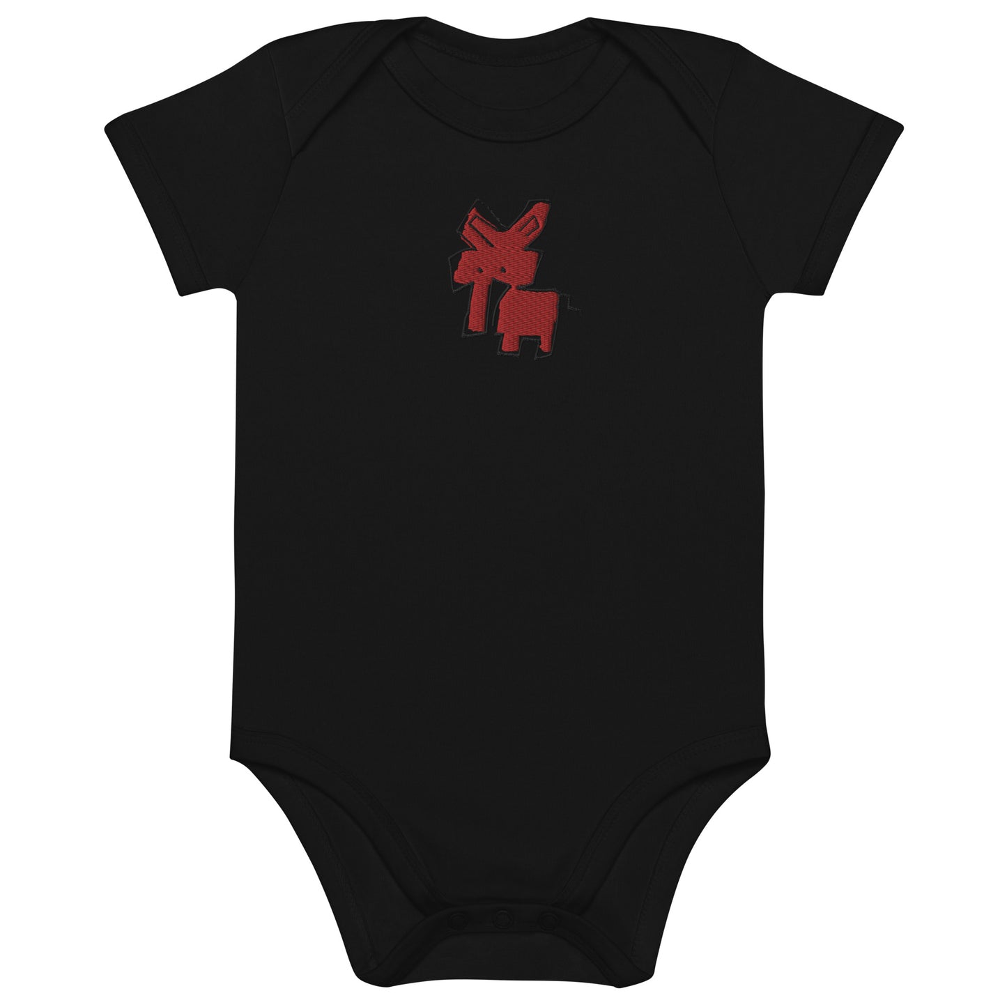 Organic cotton baby bodysuit - Red Elephant CRiCHUR Embroidery