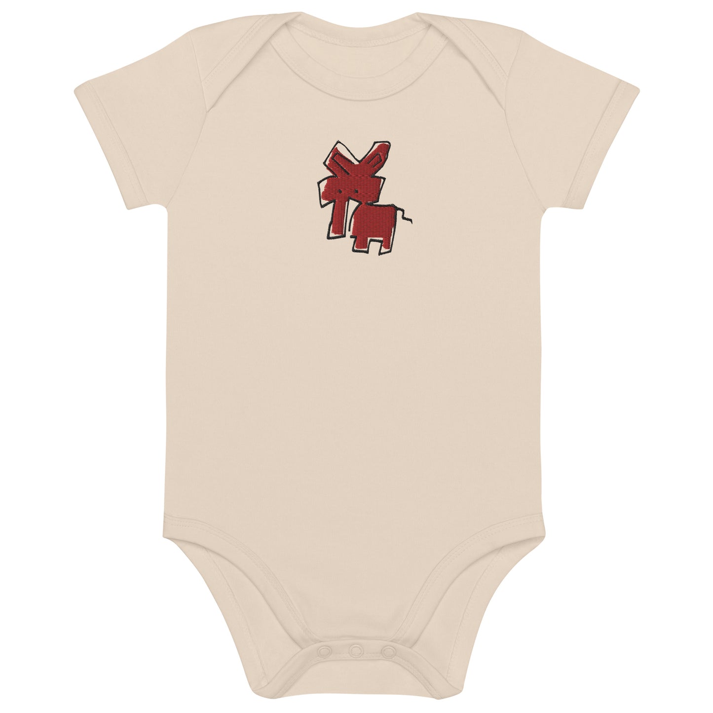 Organic cotton baby bodysuit - Red Elephant CRiCHUR Embroidery