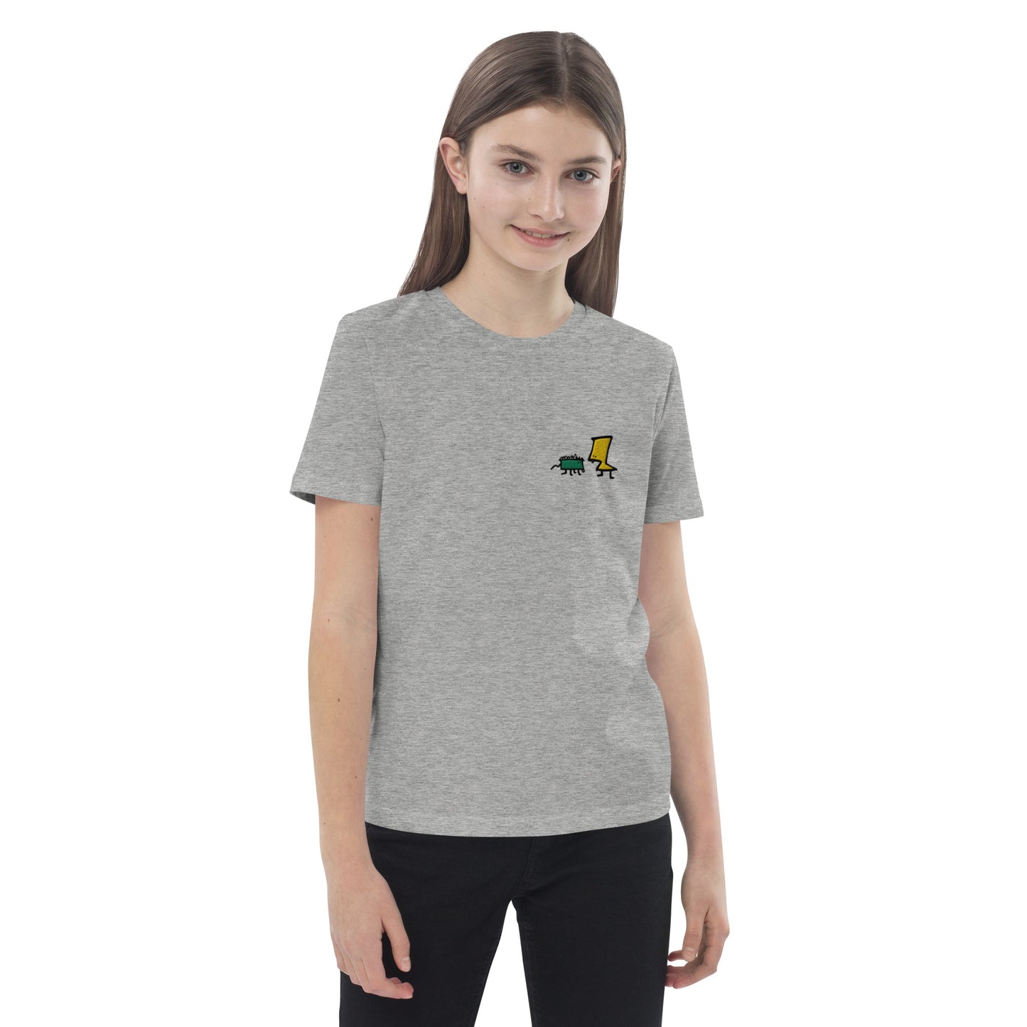 Organic cotton kids t-shirt - Lime and Limon Embroidery