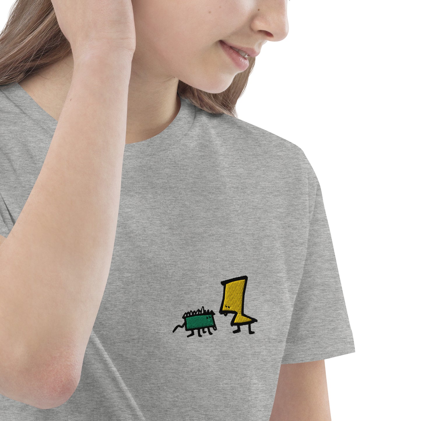 Organic cotton kids t-shirt - Lime and Limon Embroidery