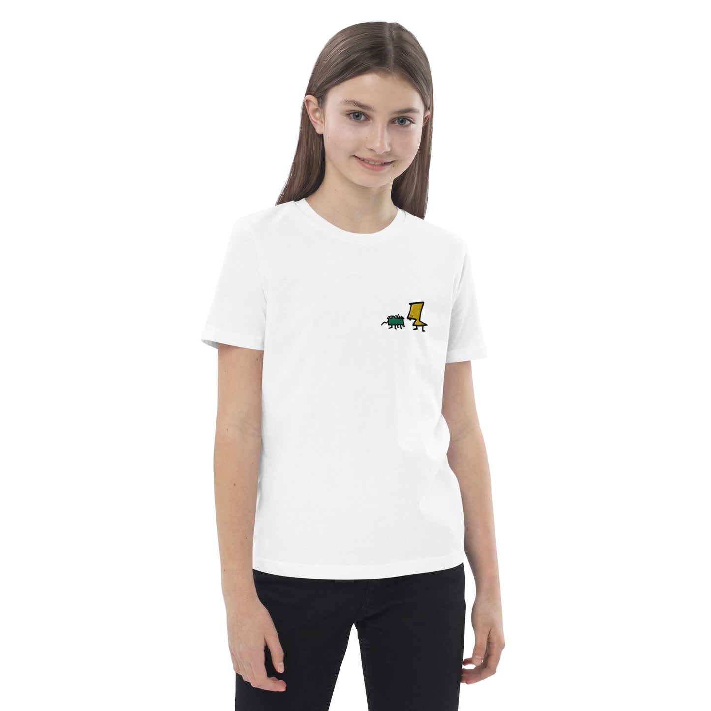 Organic cotton kids t-shirt - Lime and Limon Embroidery