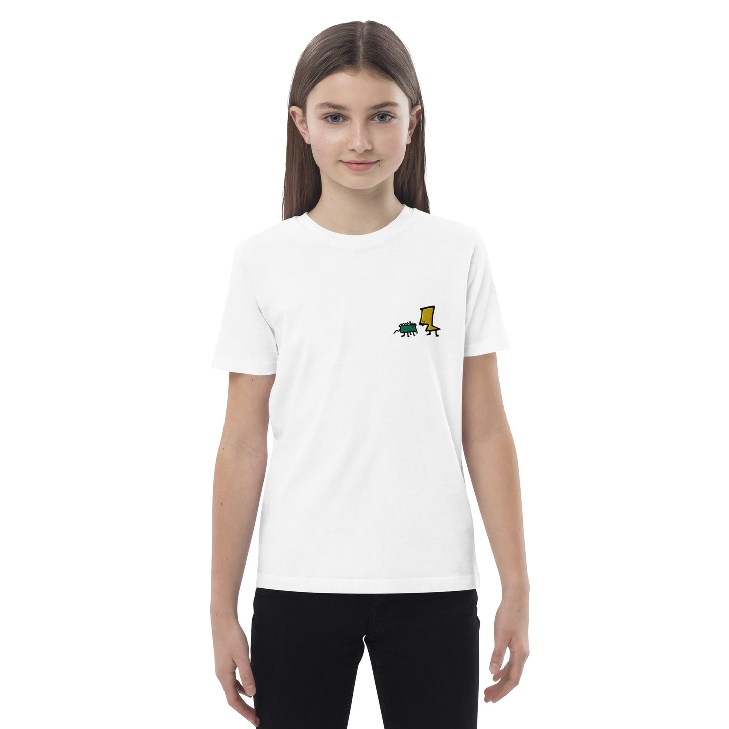 Organic cotton kids t-shirt - Lime and Limon Embroidery