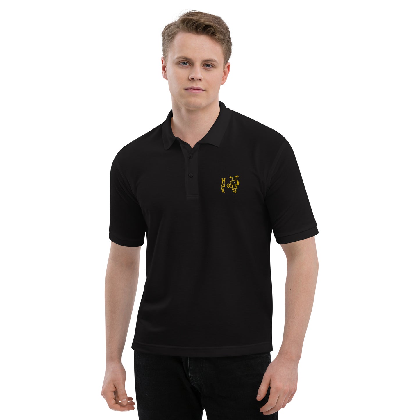 Men's Premium Polo - CRiCHURiM Romance! Embroidery in Gold