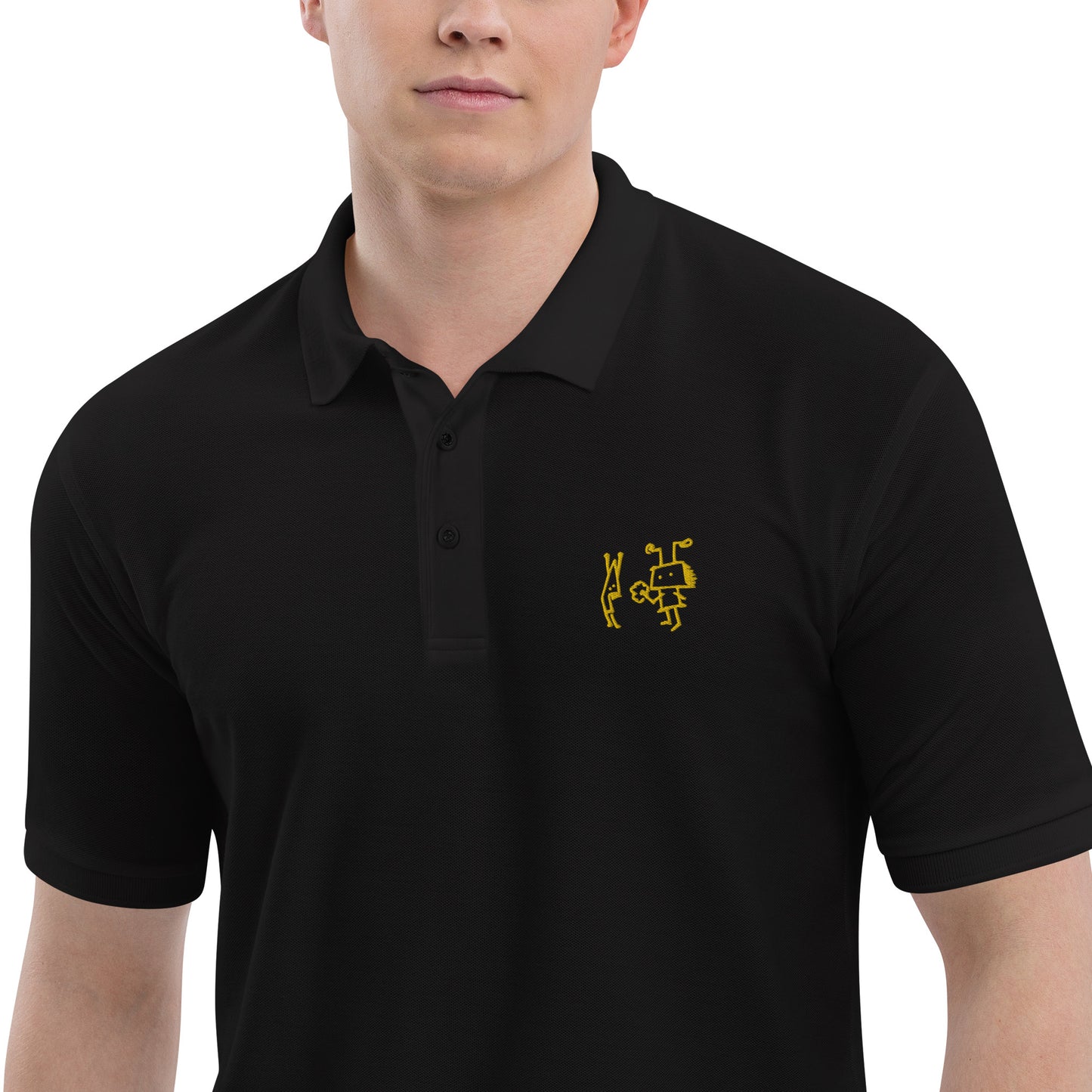 Men's Premium Polo - CRiCHURiM Romance! Embroidery in Gold