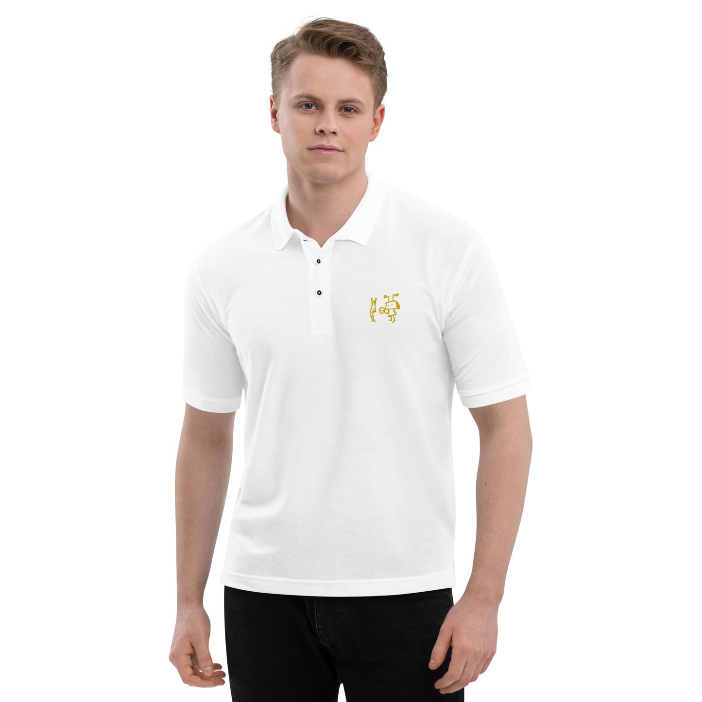 Men's Premium Polo - CRiCHURiM Romance! Embroidery in Gold