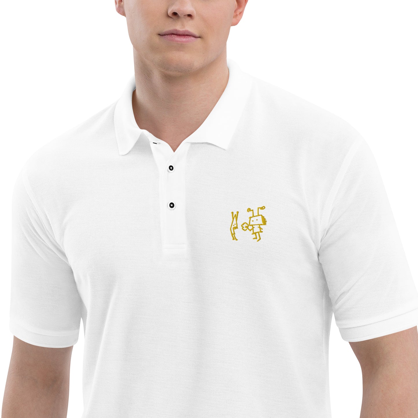 Men's Premium Polo - CRiCHURiM Romance! Embroidery in Gold