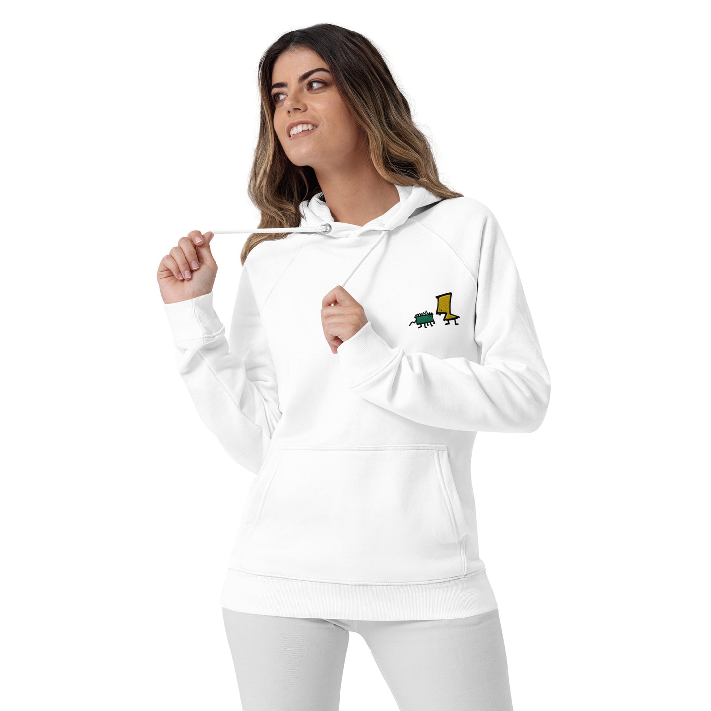 Unisex eco raglan hoodie -Lime and Limon Embroidery