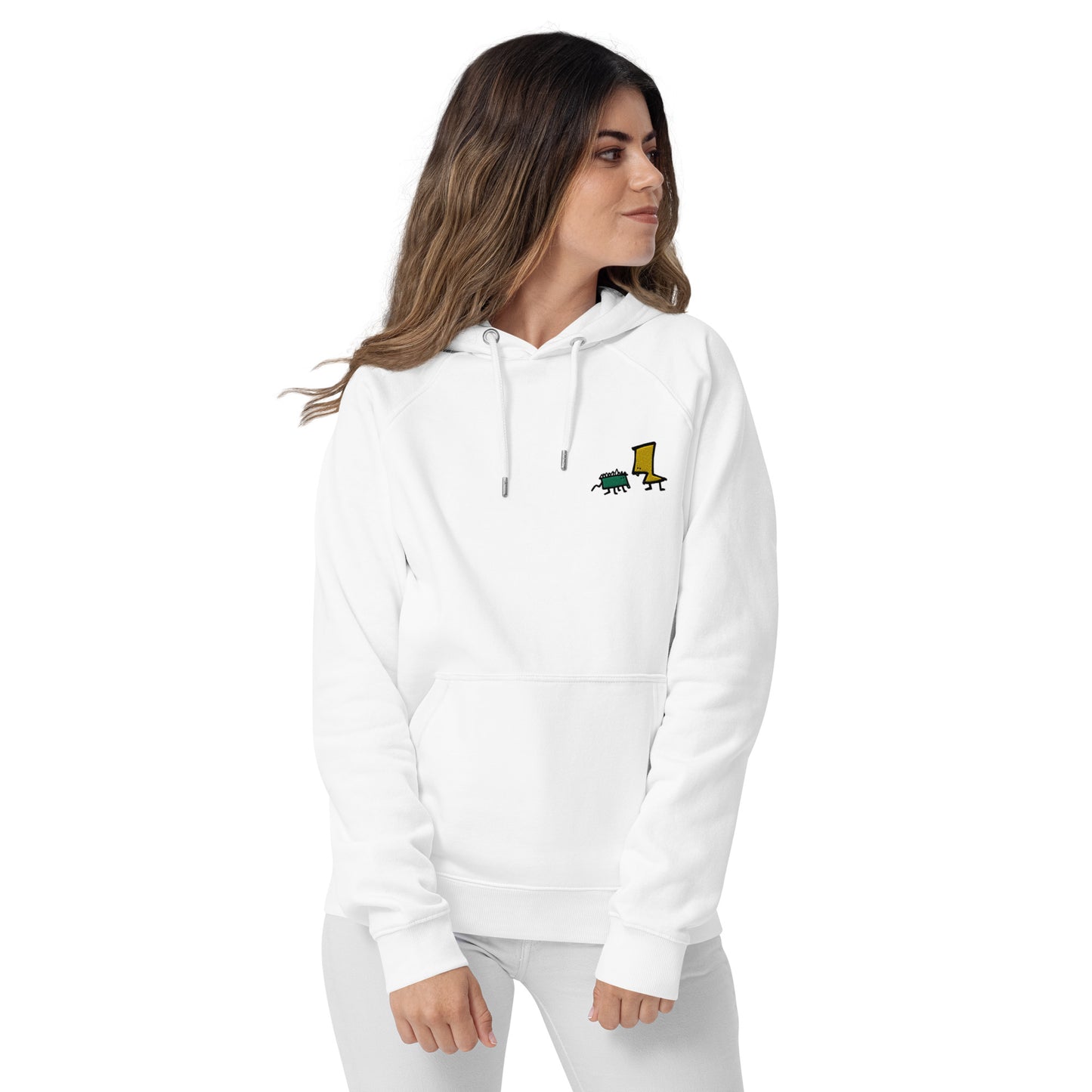Unisex eco raglan hoodie -Lime and Limon Embroidery