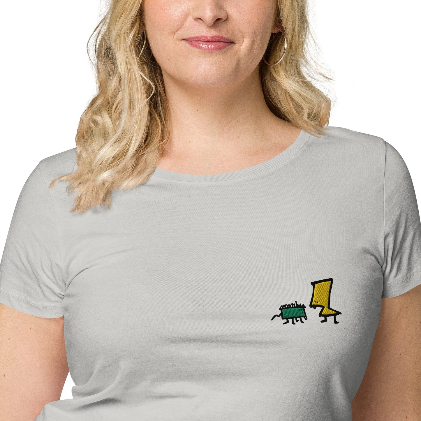 Women’s basic organic t-shirt - Lime and Limon Embroidery