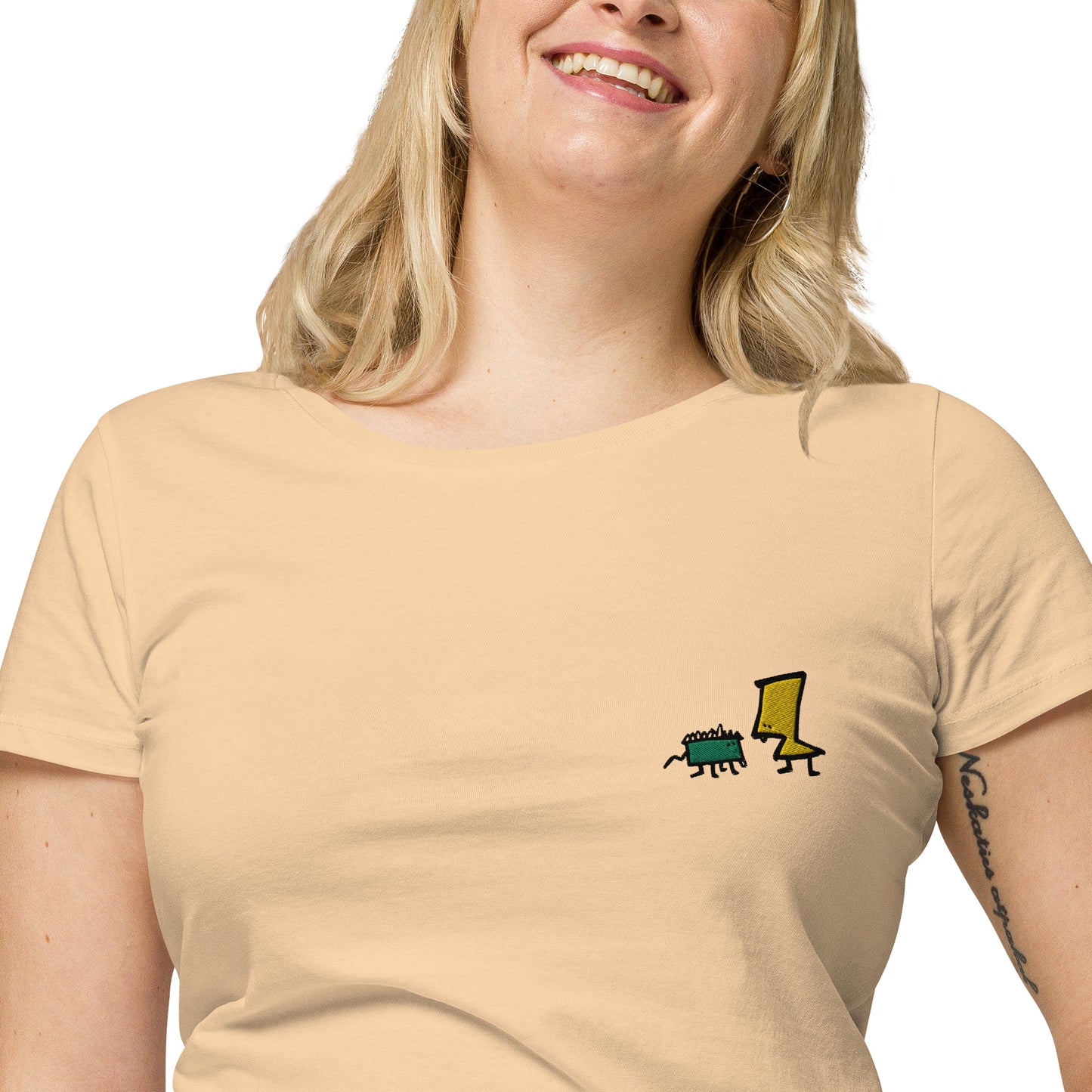 Women’s basic organic t-shirt - Lime and Limon Embroidery