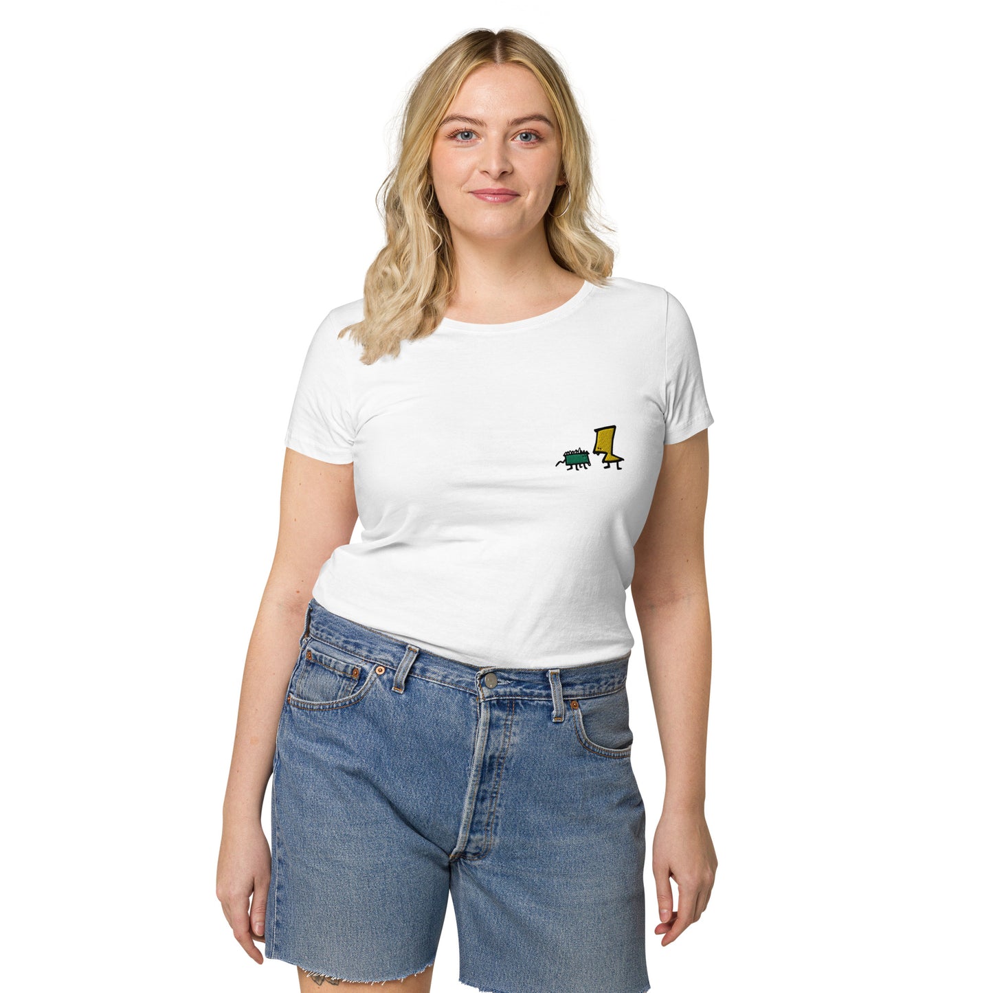 Women’s basic organic t-shirt - Lime and Limon Embroidery