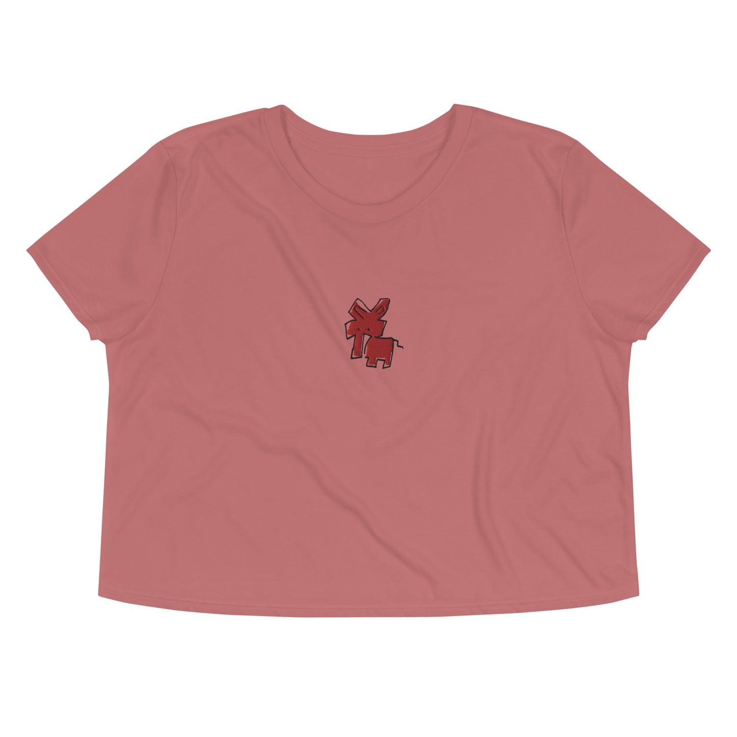 Crop Tee - Red Elephant CRiCHUR Embroidery