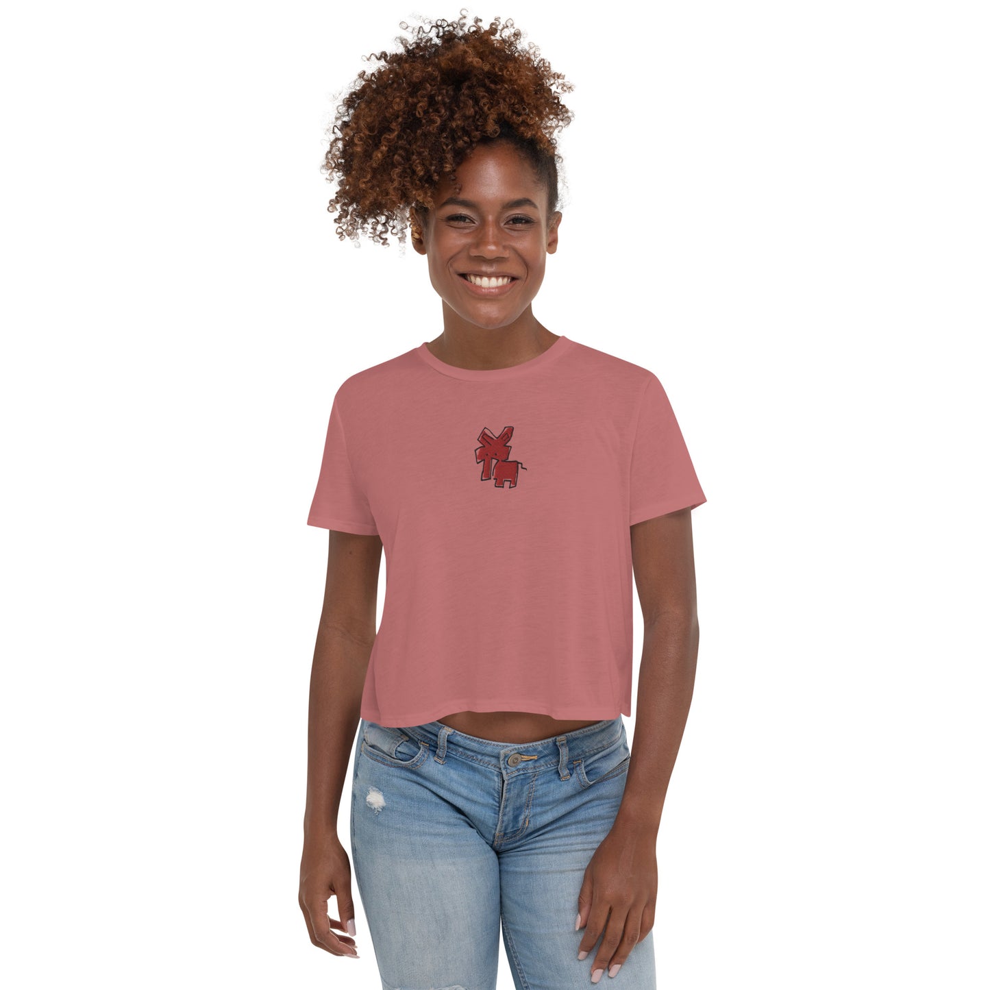 Crop Tee - Red Elephant CRiCHUR Embroidery